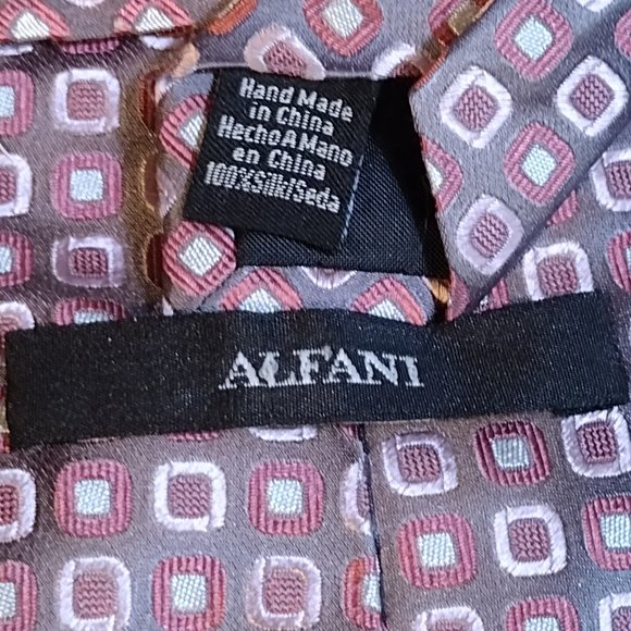 Alfani || Grey Checkered Silk Tie - Picture 2 of 4